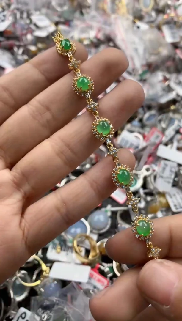 银S925镶嵌戒指翡翠12             9