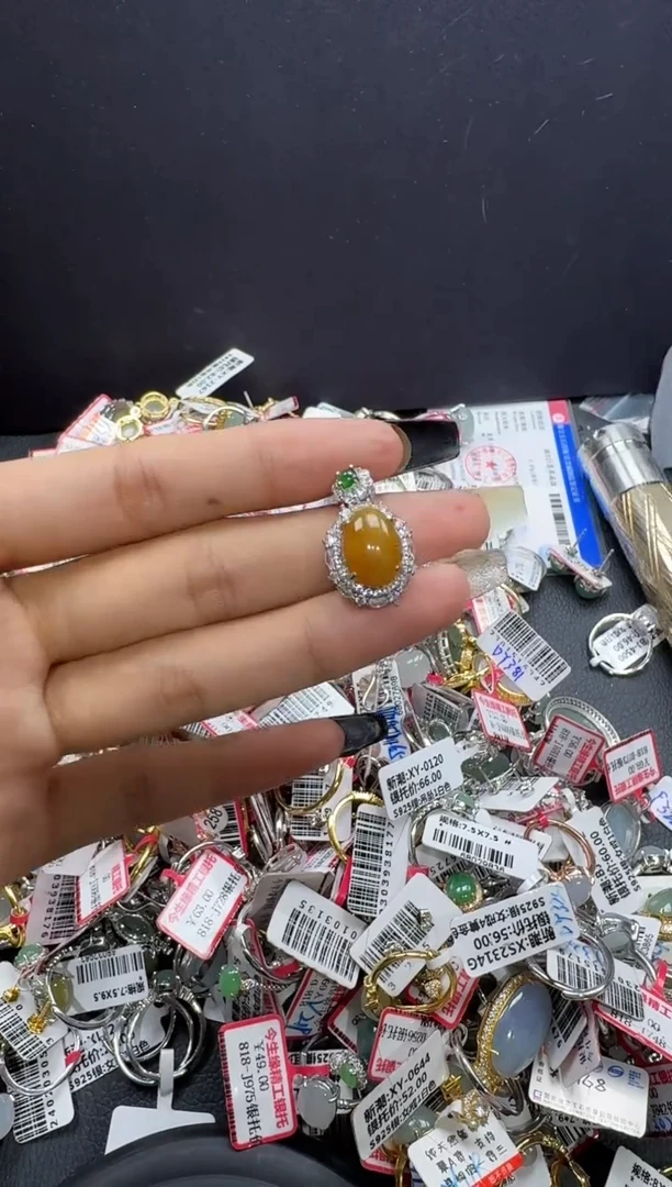 翡翠戒指银S925镶嵌戒指502