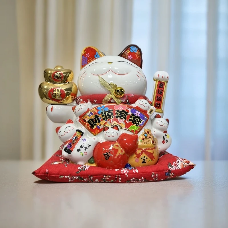 财源滚滚招财猫电动摇手开业礼品店铺收银台家居客厅可爱工艺品