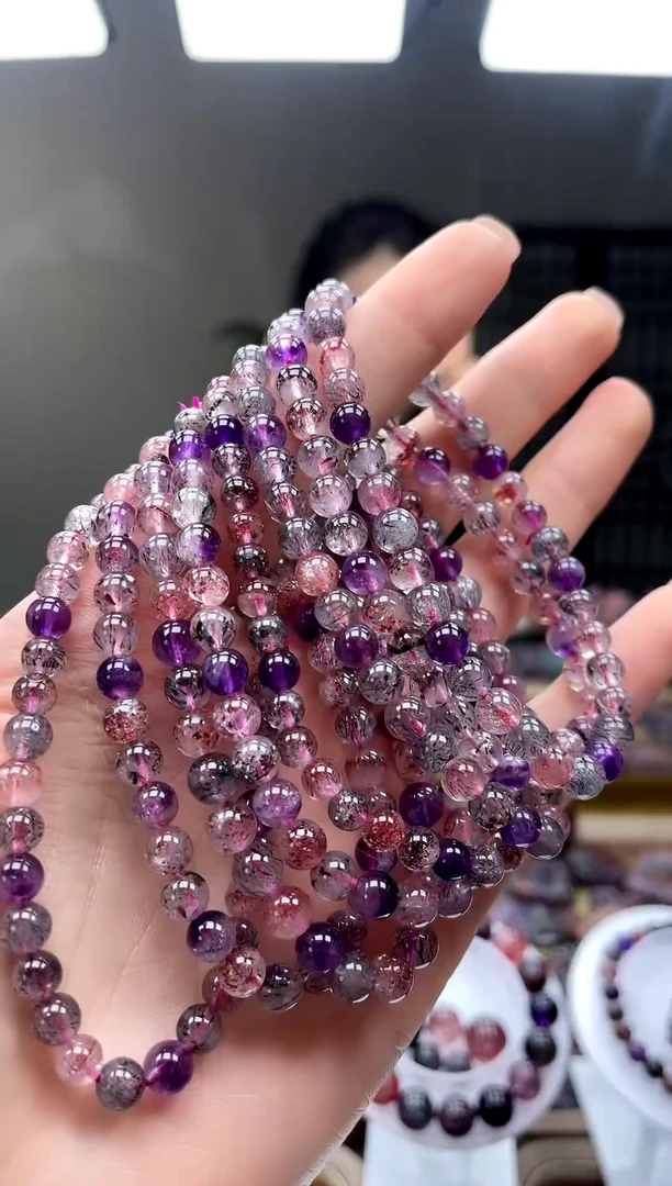 未镶嵌手串水晶超七黑加仑5-6mm 多样性发一