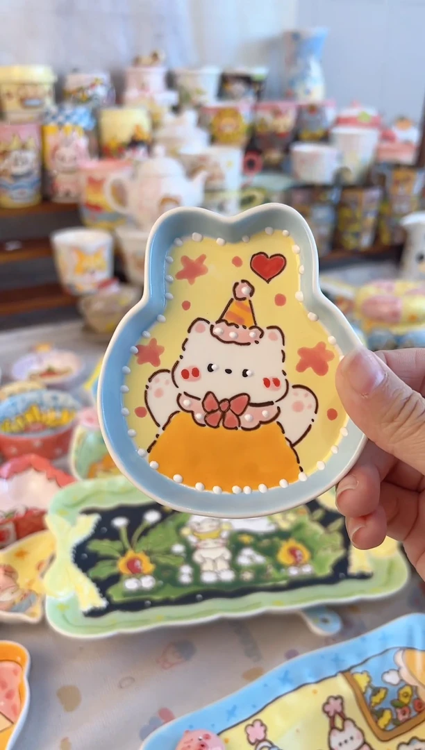 摆件陶摆****猫景德镇陶瓷手绘微瑕