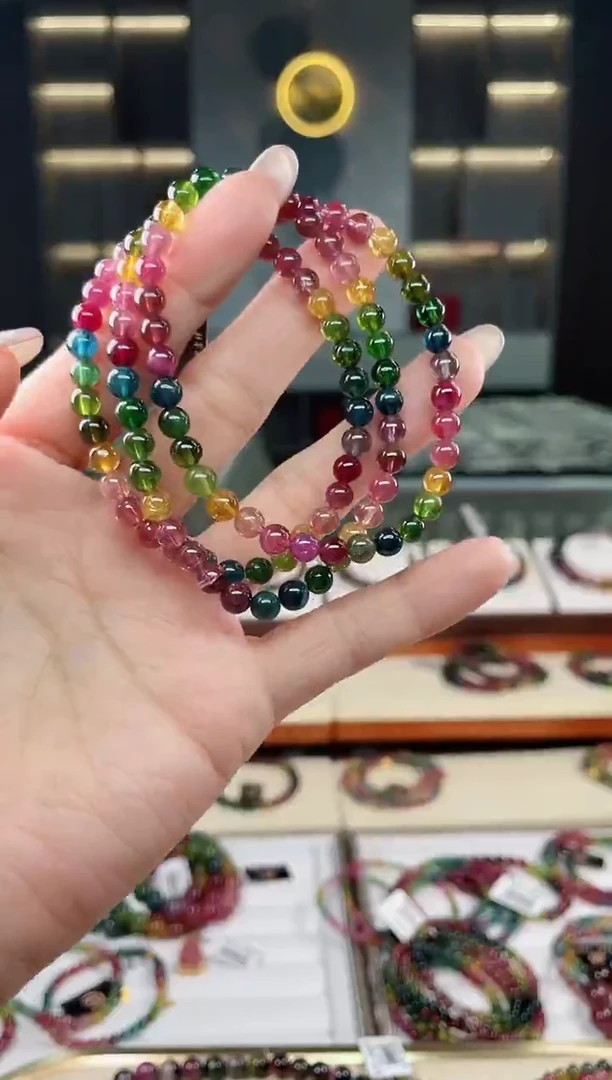 未镶嵌老矿碧玺三圈手串5mm+碧玺（多样性发一条）T