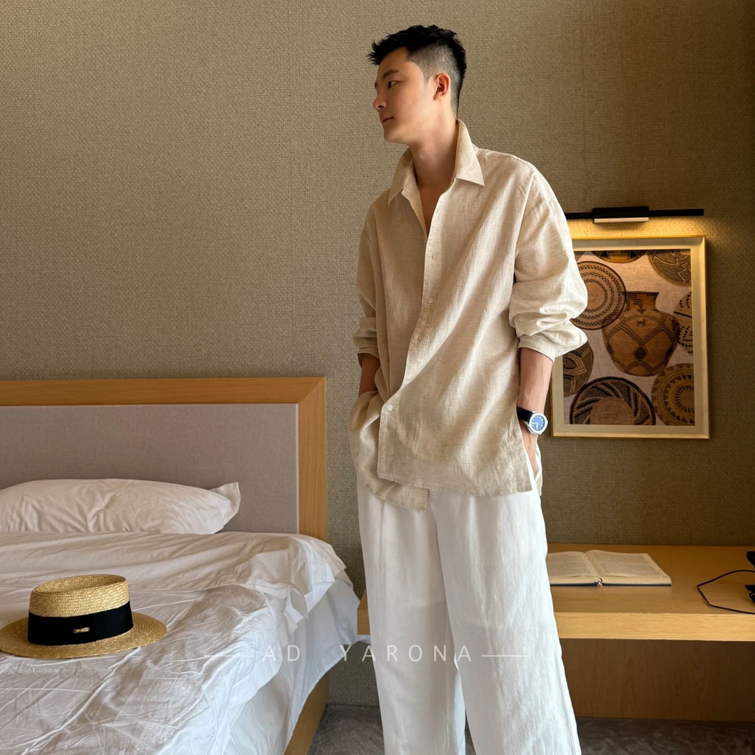 【素系列·青山】夏季天丝亚麻透气轻薄松弛慵懒感可斜扣可直排衬衫