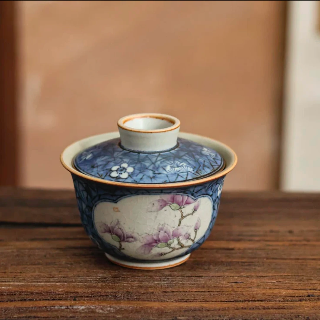 【半闲】朴云堂 | 开窗冰梅诗文玉兰盖碗