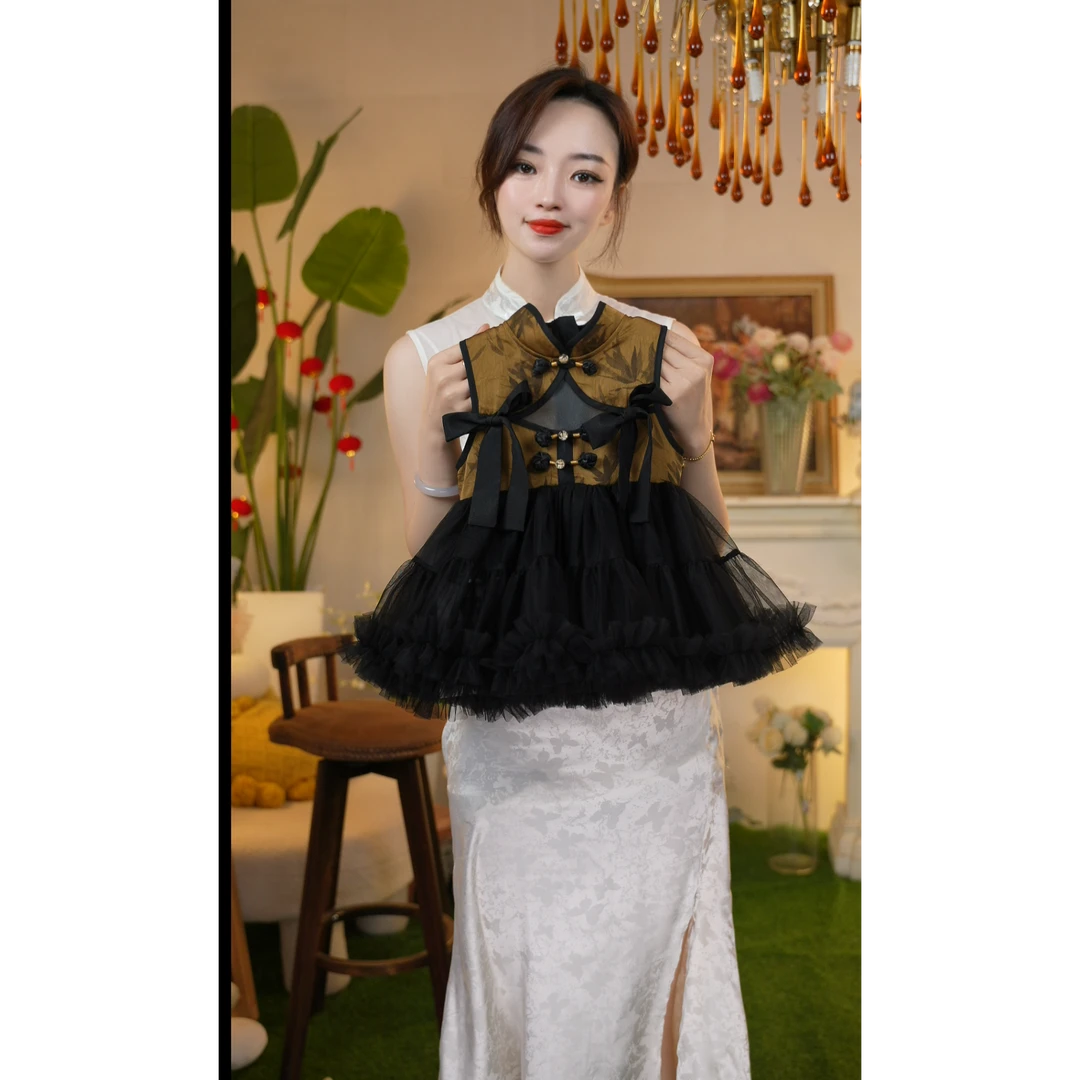 ALONG 女童新中式旗袍透气清凉感连体裙夏季新款GZQ25300