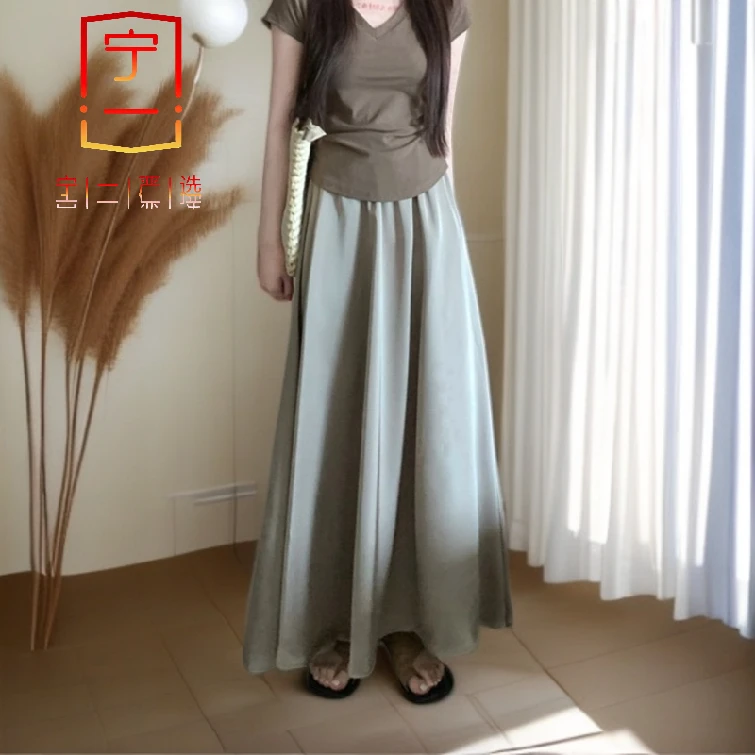 【宁一女装】时尚洋气显瘦缎面半身裙女春季年新款时尚气质高腰垂感