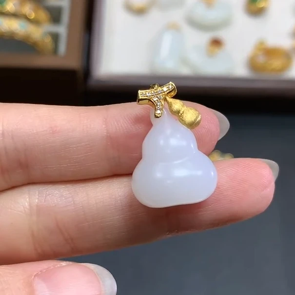 和田玉吊坠-18K金-GG1269-BK|BHT6