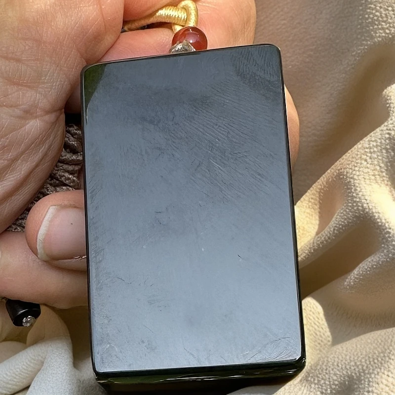 和田玉塔青无事牌卡55