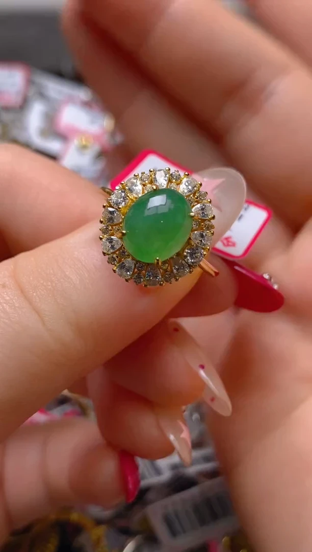 银S925镶嵌戒指翡翠百内无证书