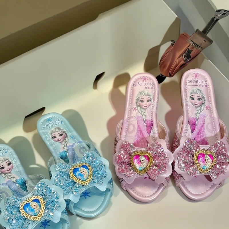 女童夏季爱莎公主平底拖鞋2025年新款软底居家室外女童凉拖网红