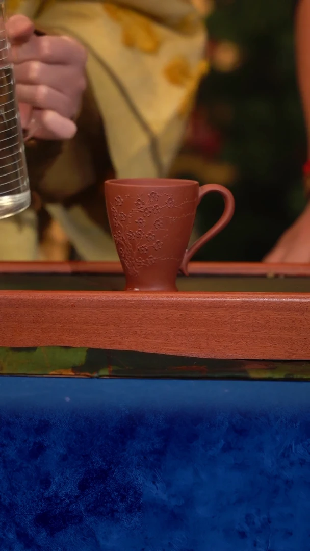 紫砂 宜兴紫砂 LJY 把杯 红