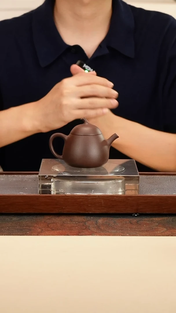 茶壶紫砂微瑕茄梨壶深井紫泥130cc内推孔