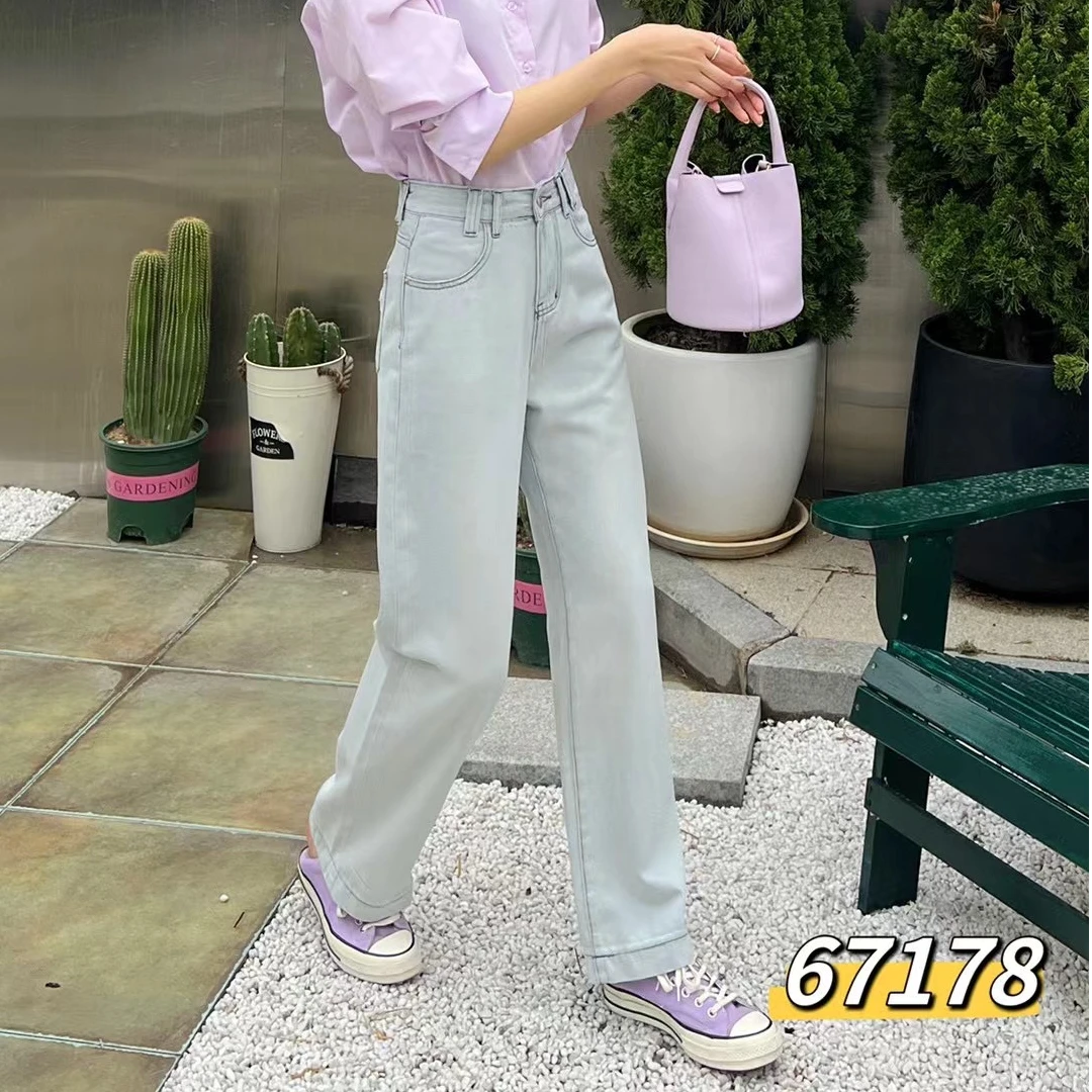 67178早春显瘦窄版高腰牛仔裤