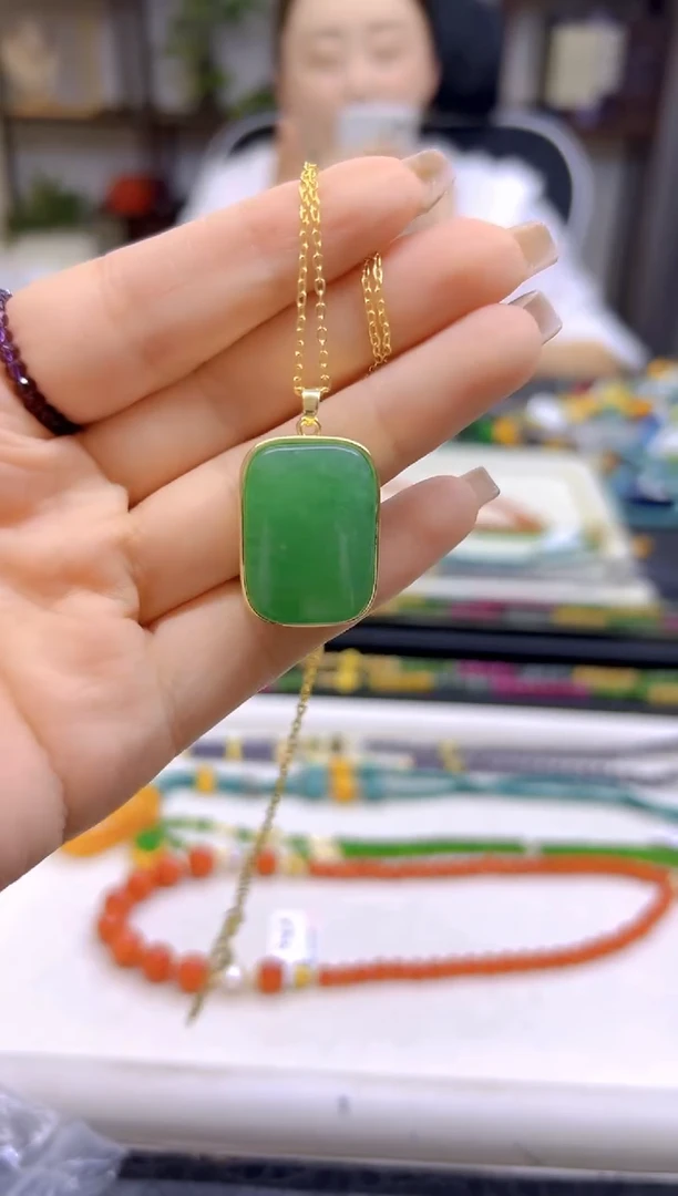 翡翠银S925镀金镶嵌吊坠(赠链)DIY款D254