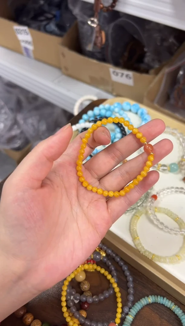 未镶嵌蜜蜡手链满蜜蜜蜡南红珠小手链[1835]