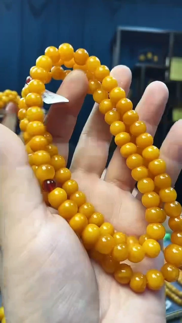 琥珀颈饰未镶嵌蜜蜡苹果珠佛珠