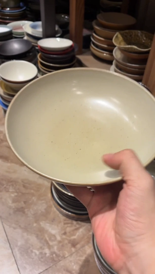 瓷片又****桥302 黄色燕麦锅盘1个