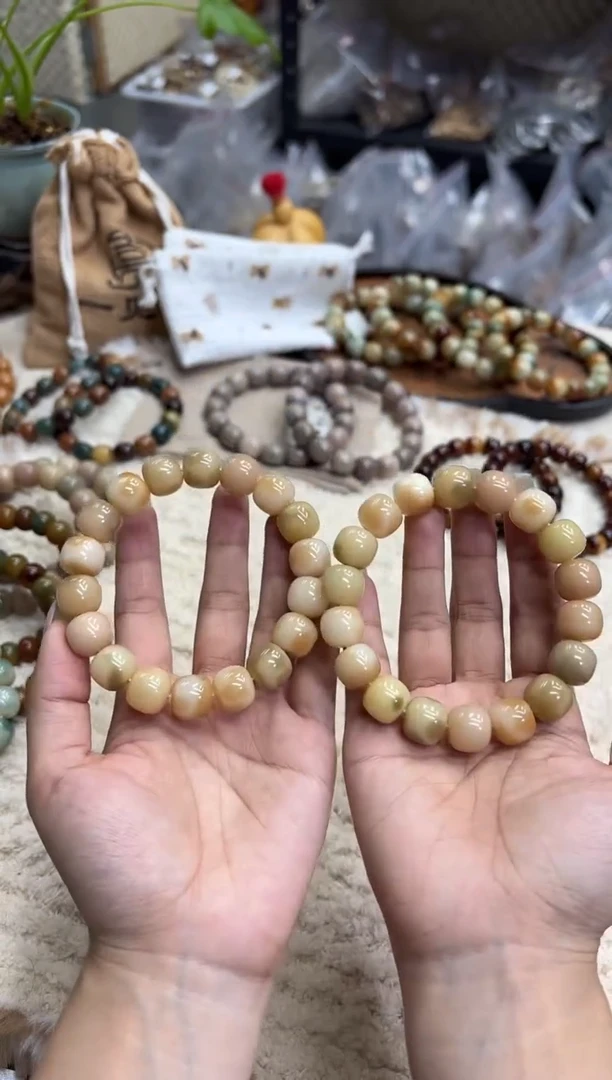 菩提根/象牙果手串14水磨桂花孔一般（511）