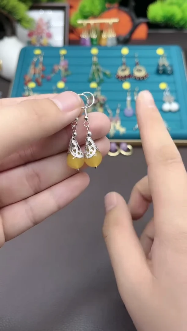 【闪购商品】玛瑙/玉髓耳钉银S925镶嵌723000