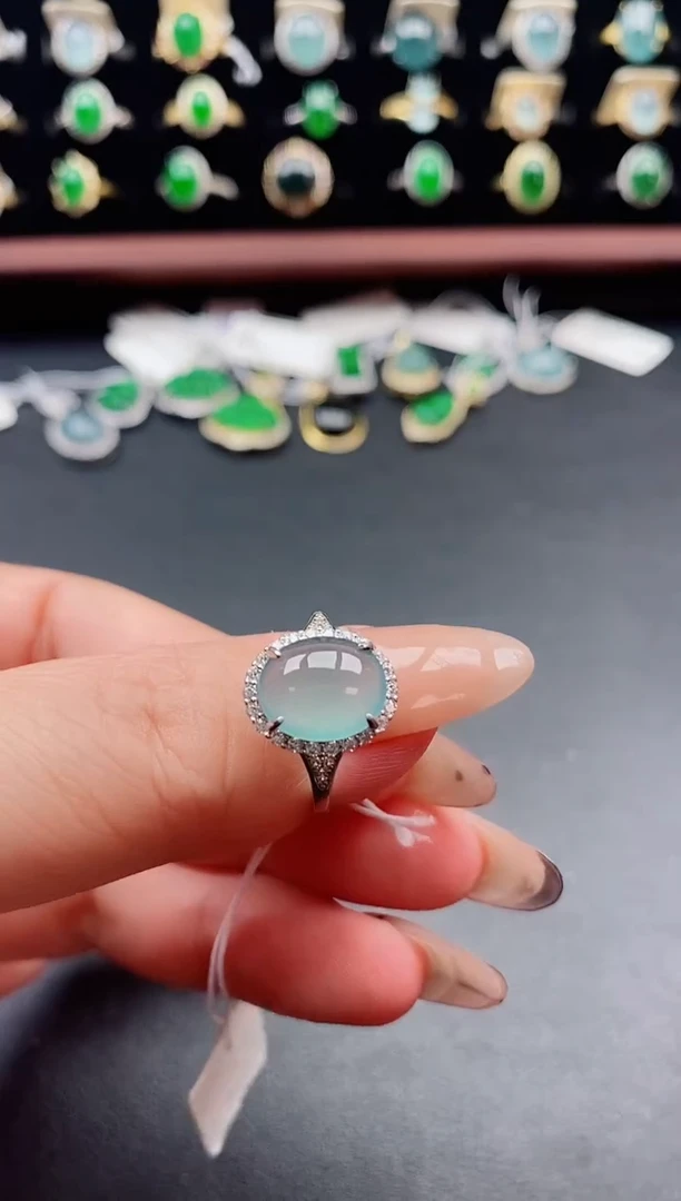 银S925镶嵌戒指翡翠1