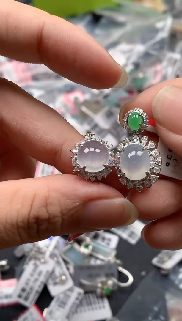 银S925镶嵌戒指翡翠天然A货缅甸翡翠