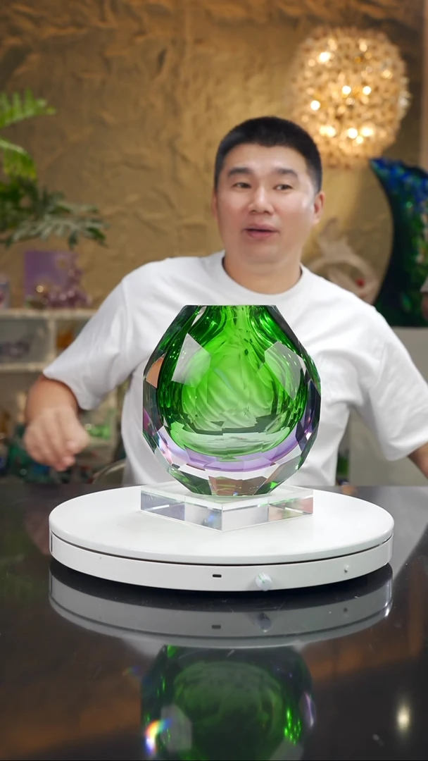 摆件半****主福利紫绿切面花瓶