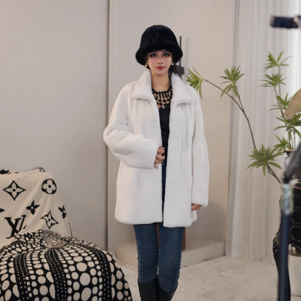 冬季立翻领天然皮草中长款时尚女士水貂进口短二小母貂皮草