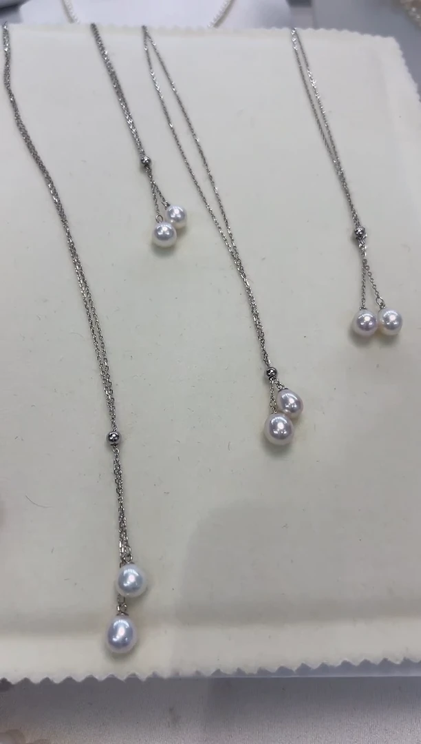淡水珍珠银S925镶嵌颈饰双珠项链福利款