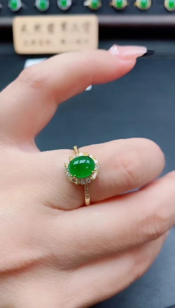 银S925镶嵌戒指翡翠1