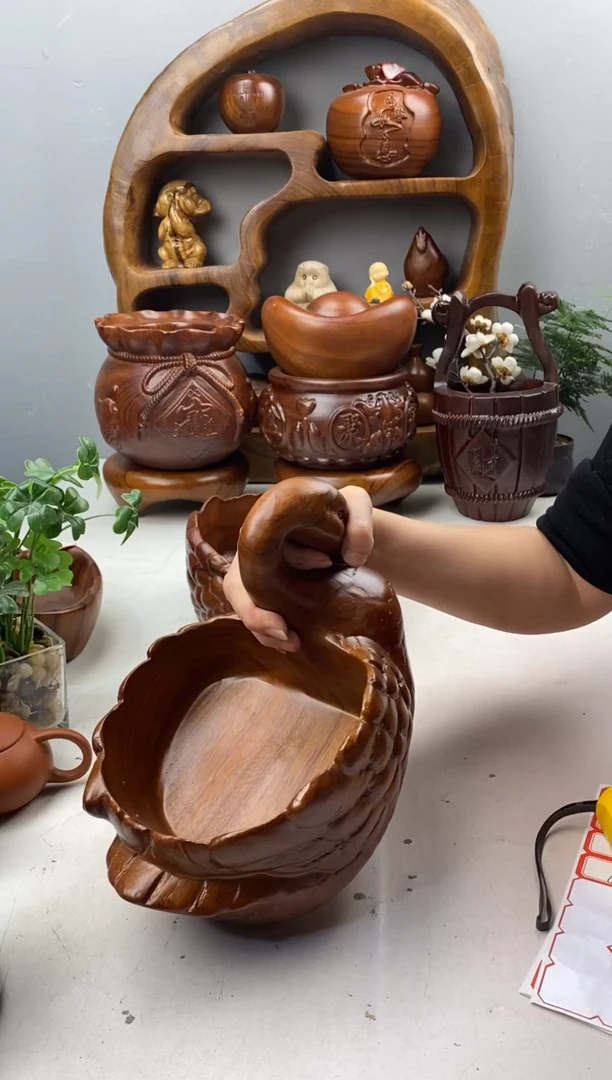 香樟木A17天鹅果盆/尺寸