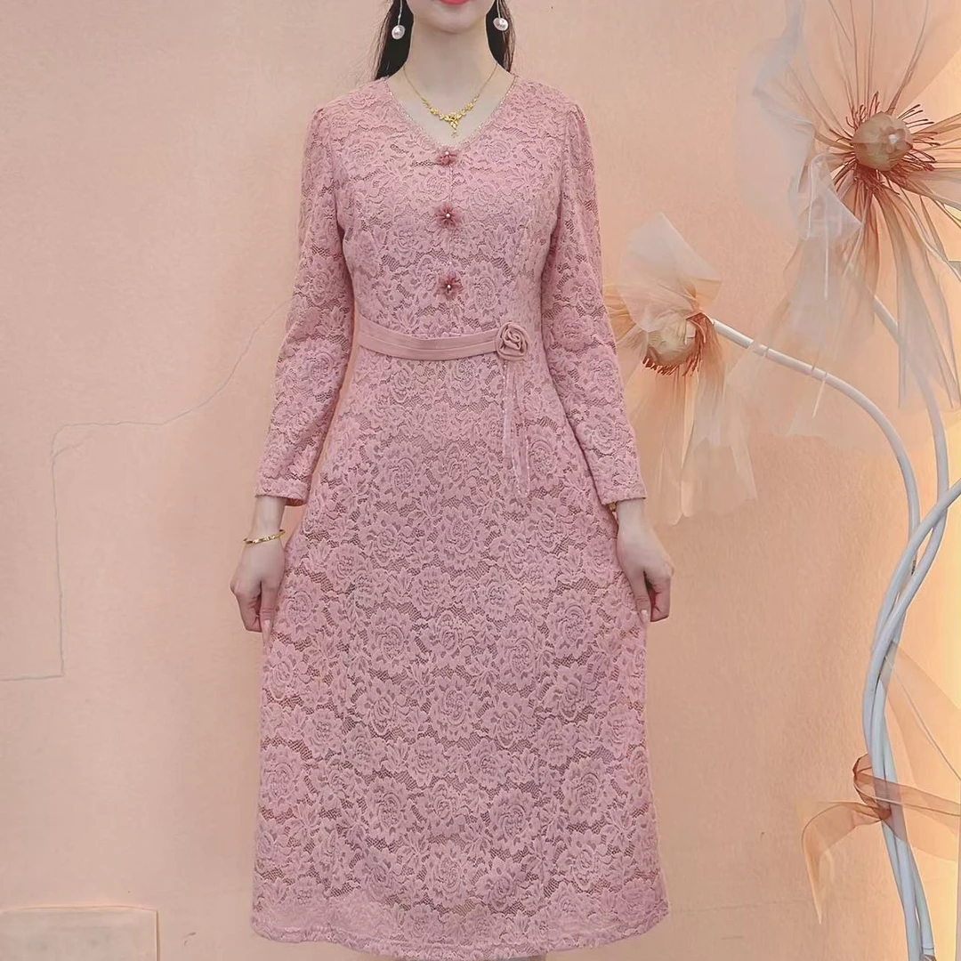 【典雅定制】春季新款优雅修身洋气显瘦高品质收腰纯色减龄连衣裙