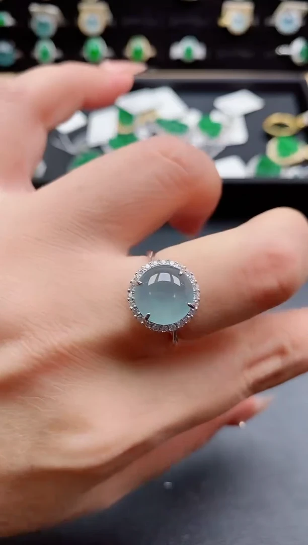 银S925镶嵌戒指翡翠1