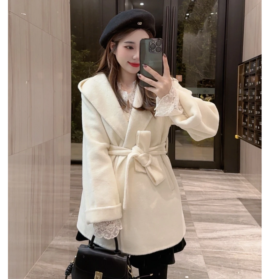 奈奈妮【冬日街灯】时尚双面羊毛大衣中长款高级气质3215