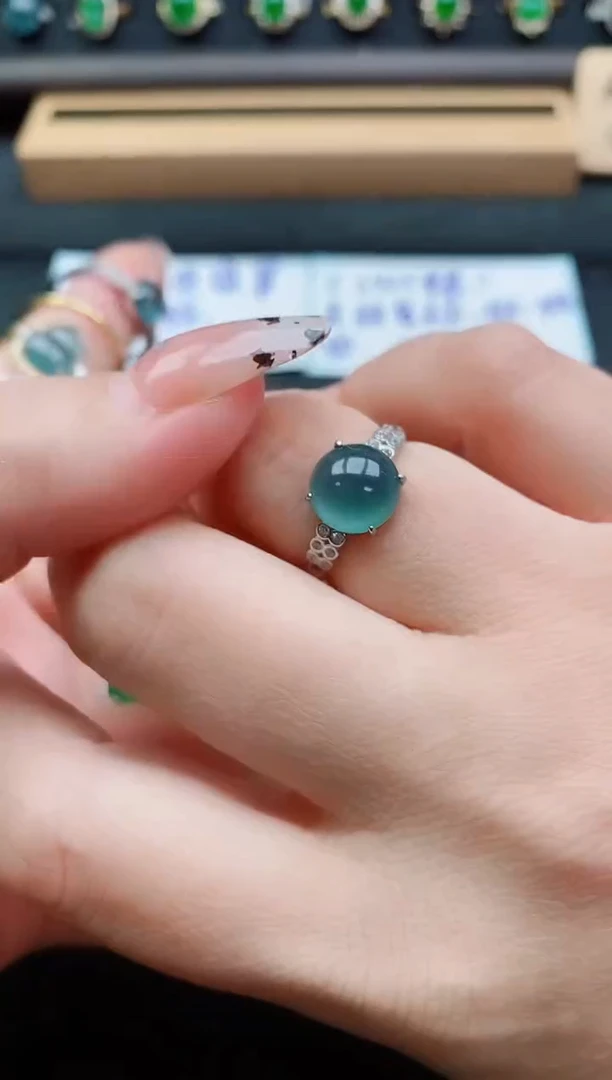 银S925镶嵌戒指翡翠1