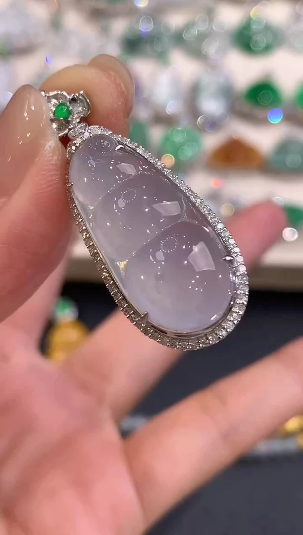 吊坠(不含链)18K金镶嵌翡翠a149