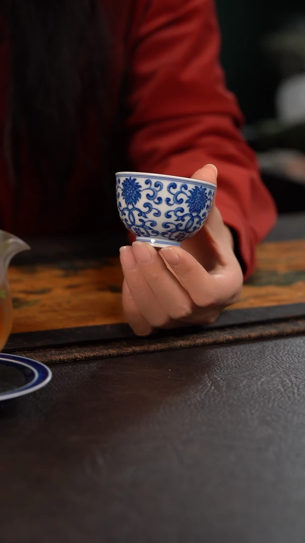 【闪购商品】杯HLX陶瓷点工缠枝莲鸡心杯