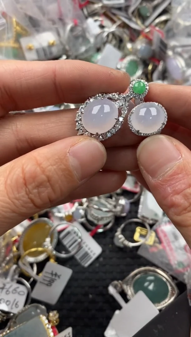 银S925镶嵌戒指翡翠444   10