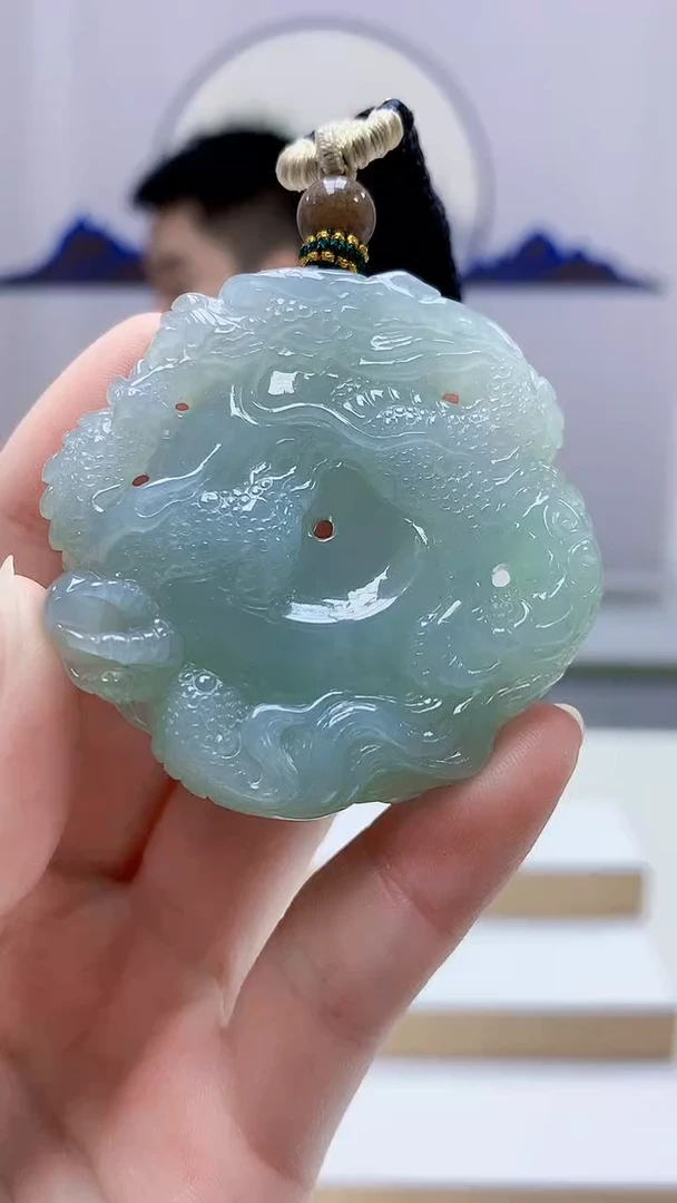 未镶嵌定制翡翠5028ry-毛货挂件龙扣148