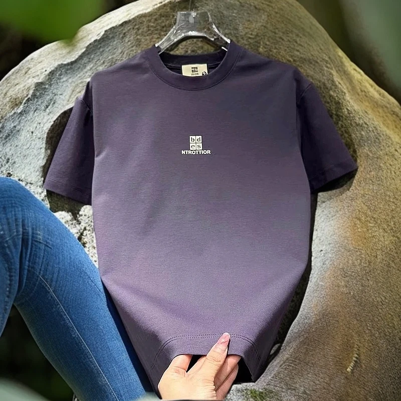 奥特莱斯~外贸清仓重磅纯棉短袖t恤男2025新款百搭半袖上衣ins潮