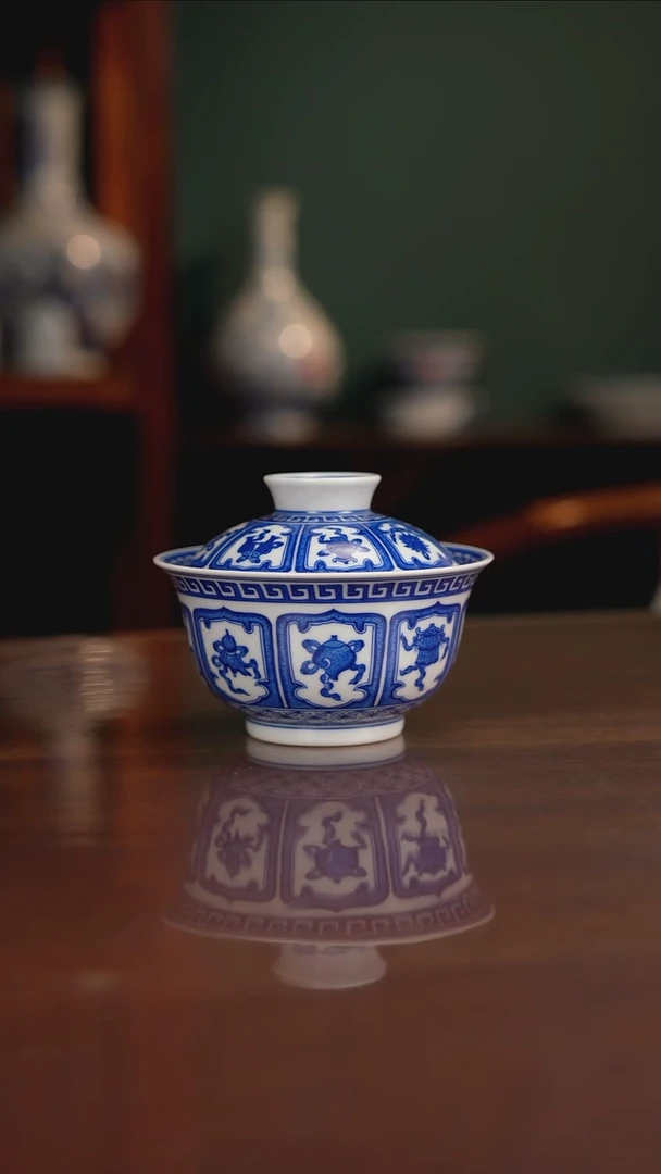 晓月柴窑 八宝盖碗