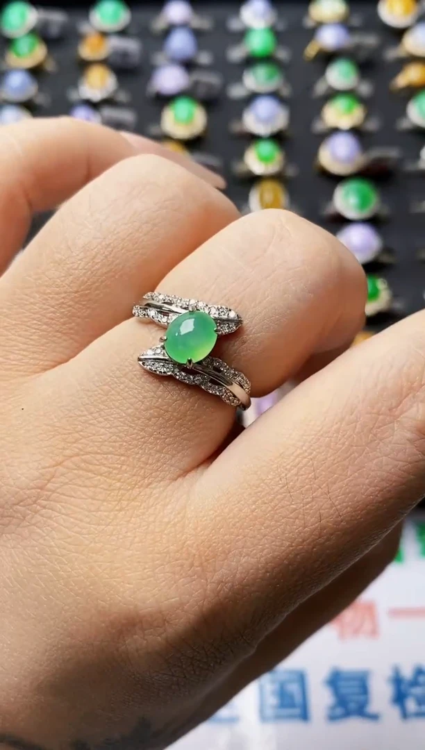 银S925镶嵌戒指翡翠0067