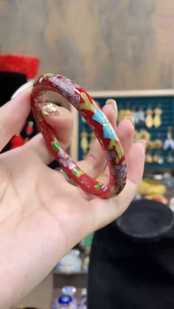 非遗景泰蓝细棍镯红色