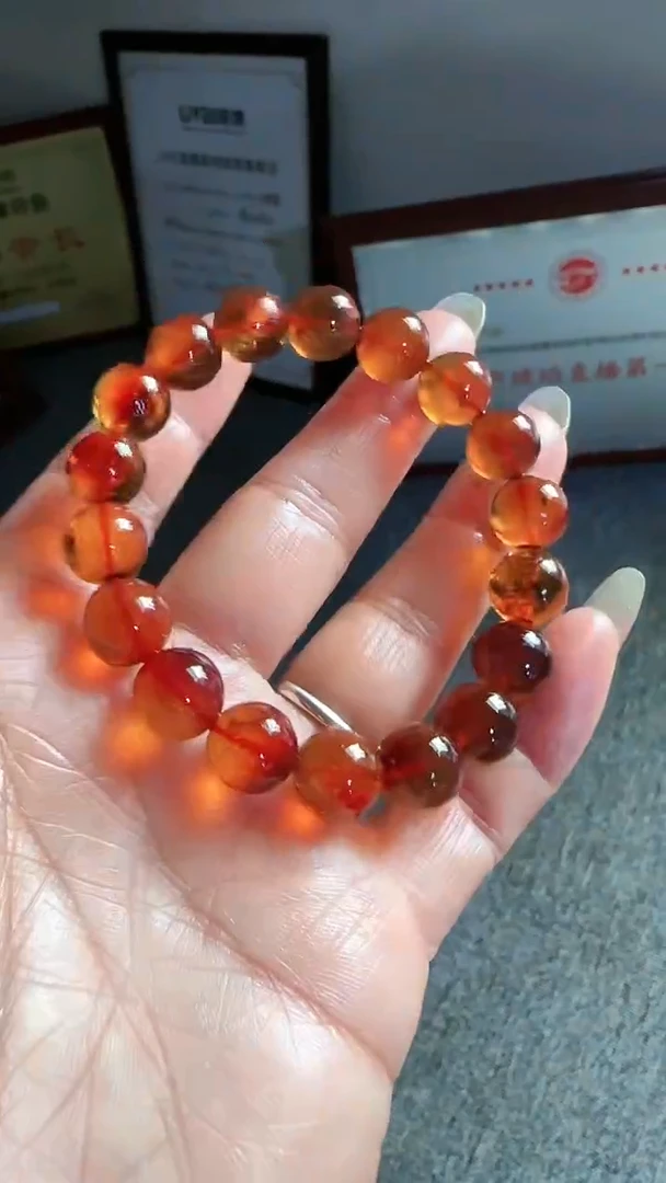 未镶嵌琥珀手串规格10微瑕血珀灵草手串#53