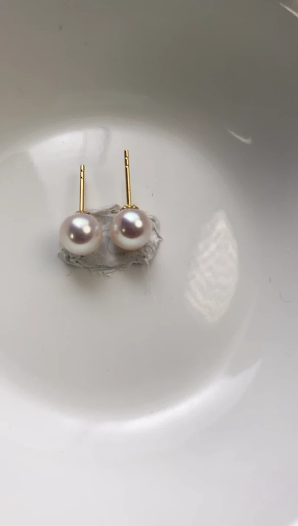 18K金镶嵌耳饰海水珍珠7-7.5Akoya海水珍珠耳饰