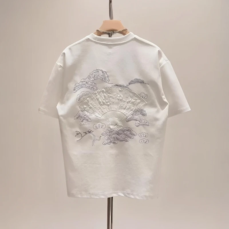 莱蒙璀情侣款短袖T恤高级感夏季中国古风时尚男生体恤设计感潮