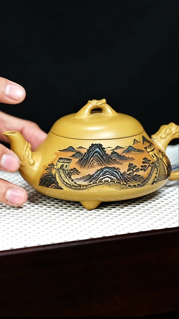 茶壶紫砂宜兴紫砂 汉棠石瓢 黄金段 梅付春 h229