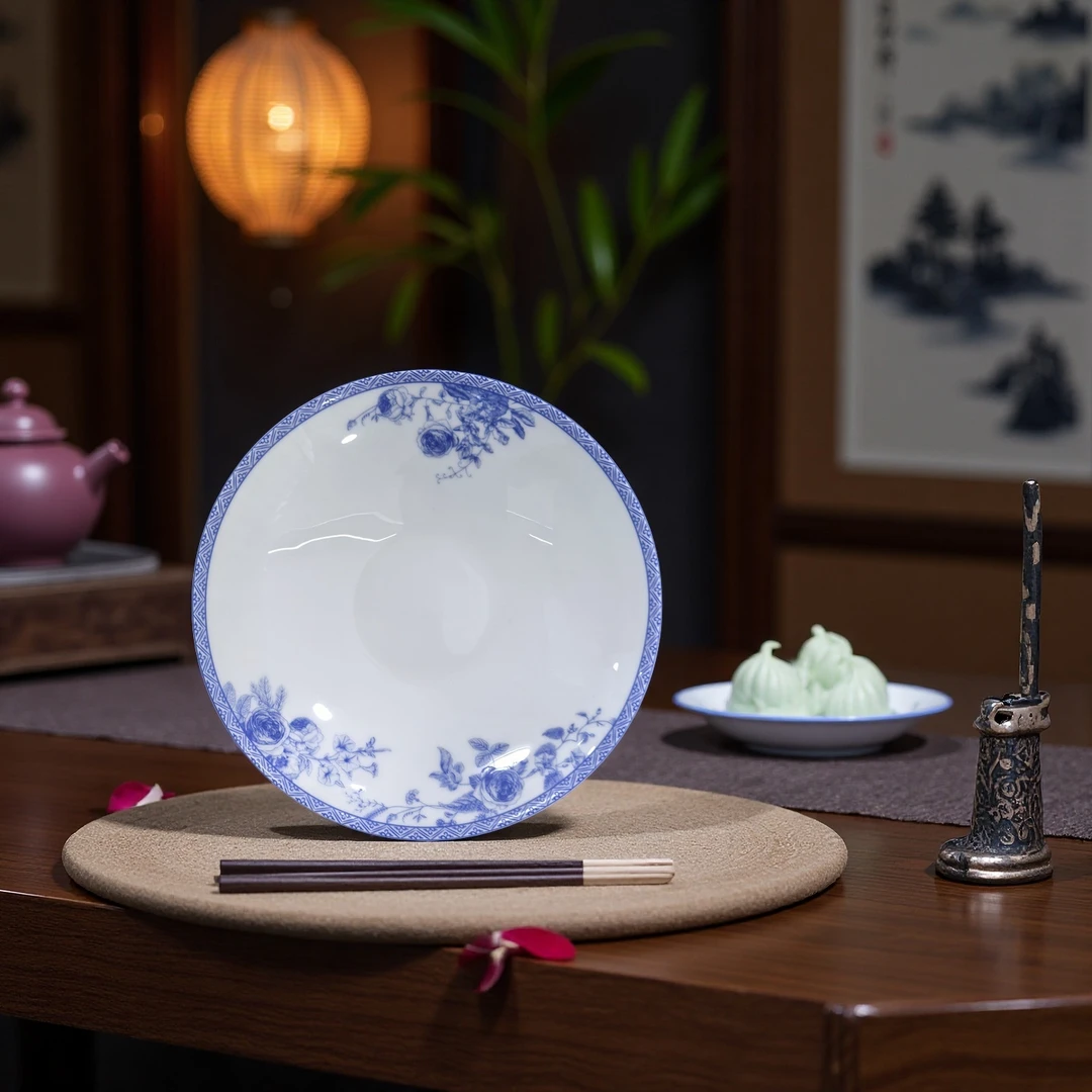 （欧吉纳）高骨骨瓷8英寸菜盘深盘月光圆盘家用