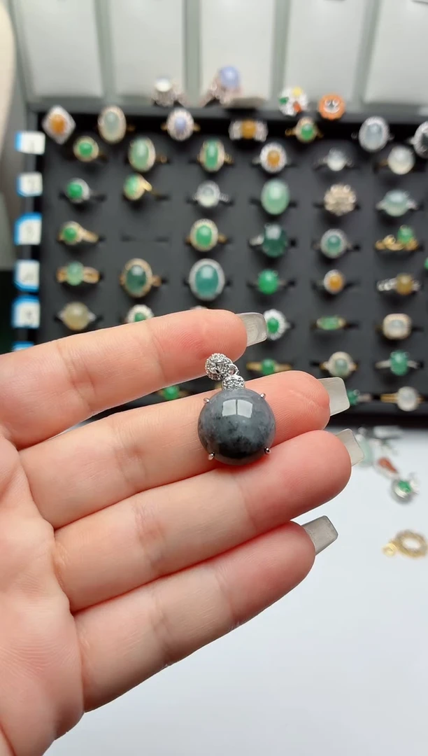 银S925镶嵌戒指翡翠.