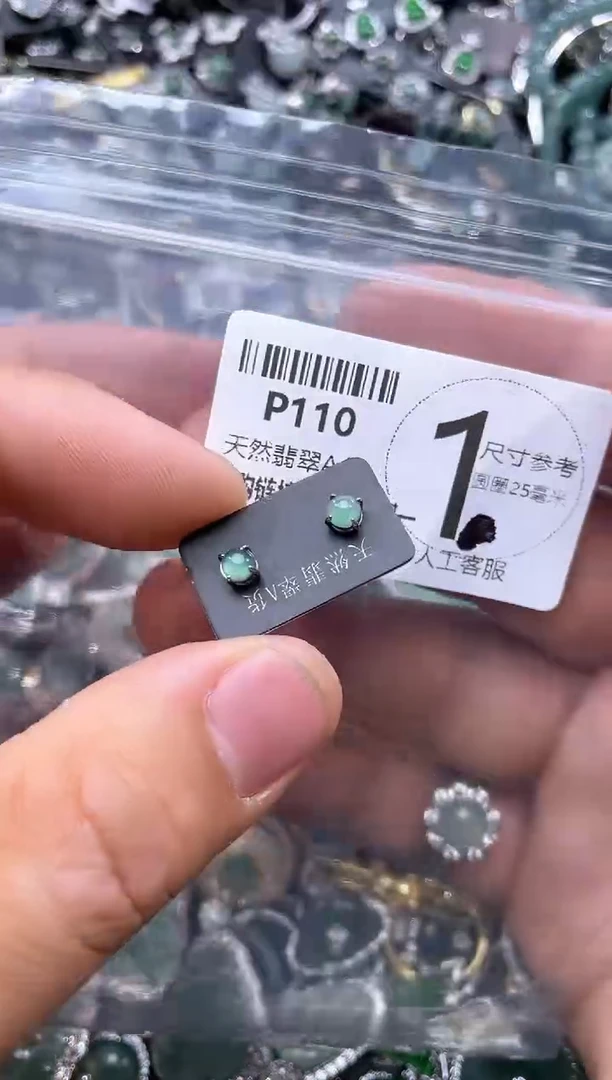 【闪购商品】翡翠颈饰未镶嵌P110耳钉