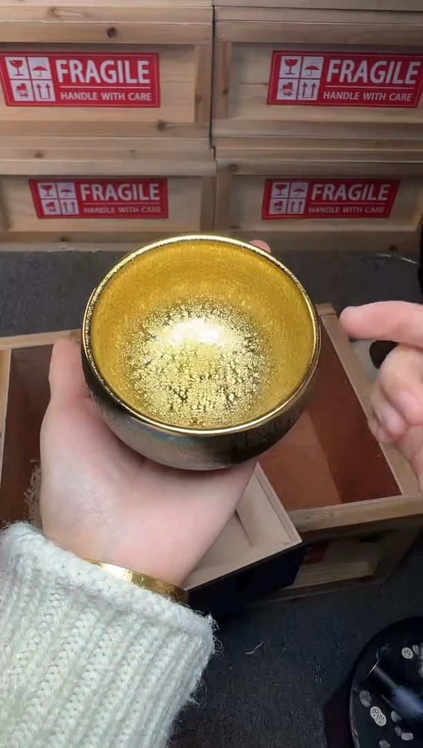 茶盏彩 金 建窑建盏主人杯